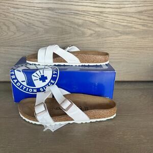 Birkenstock 41 Narrow Yao Balance Sandals White Birko Flor New
